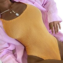 Jednoczęściowy Strój Kąpielowy Odkryte Plecy Neonowy Kostium Kolory S 36