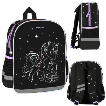 Jednorożec holo czarny plecak przedszkolny dla dziewczynki 31x25x10 STARPAK - Starpak