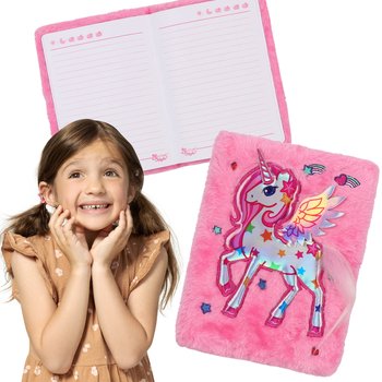 Jednorożec Różowy, pluszowy notes/pamiętnik w linie A5 - Starpak