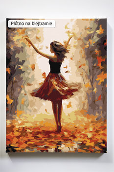 Jesienne pląsanie, kobieta, taniec, jesień, malowanie po numerach, blejtram - Akrylowo