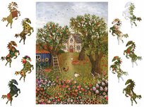 Jesienny Sielski Ogród A5 Drewniane Puzzle Premium 3D Jigsaw Adawoo