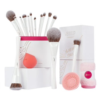 JESSUP, Cloud Dancer Makeup Brushes Collection, Zestaw upominkowy do makijażu, 17szt. - JESSUP