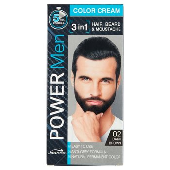 Joanna, Power Men Color Cream, farba do włosów 3w1 dla mężczyzn 02 Dark Brown, 100 g - Joanna