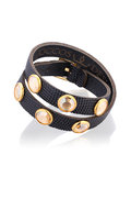 Joccos Design, Bransoleta damska, Double Wrap Black Snake with Gold Stones, rozmiar S - Joccos Design