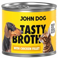 John Dog Tasty Broth 140g Mokra Uzupełniająca Karma Dla Dorosłych Psów I Kotów Z Kurczakiem