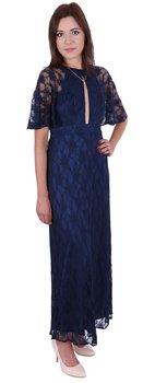 John Zack Granatowa, koronkowa maxi z wycięciem M - sarcia.eu