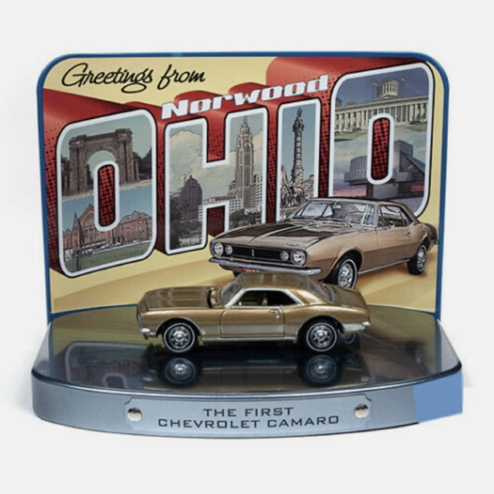 Johnny Lightning 1967 Chevrolet Camaro - Gold 1:64 Diorama – The First Chevrolet Camaro