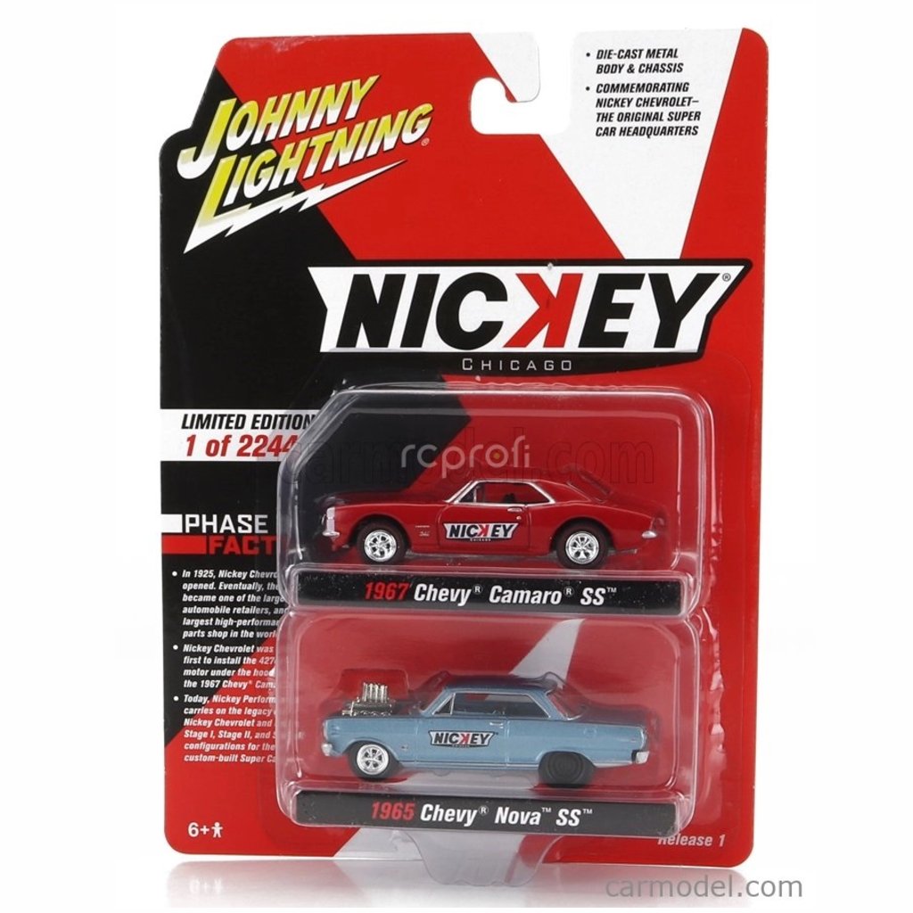 Johnny Lightning Chevrolet Set 2x Camaro 1967 + Nova 1964 1:64