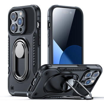 Joyroom Dual Hinge Etui Iphone 14 Pro Max Pancerny Pokrowiec Z Podstawką Uchwytem Ring Holder Czarne - JoyRoom