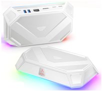 JSAUX HUB 8w1 USB-C HDMI 2.0 4K 60Hz Ethernet RJ45 Gigabit PD PowerDelivery RGB HB0801 Biały