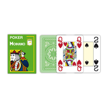 Jumbo Index Poker Plastic, karty, Modiano, zielone - Modiano