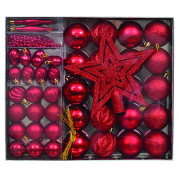 Jumi Zestaw dekoracji plastikowych bombki, korale, gwiazda, 50 sztuk - JUMI