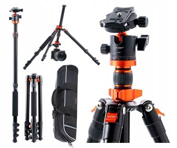 K&F Statyw Fotograficzny Pro + Głowica + Monopod 2W1 Magnez 3D 10Kg - K&F Concept