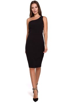 K003 Sukienka na jedno ramię - czarna (kolor czarny, rozmiar L) - Inna marka