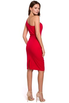 K003 Sukienka na jedno ramię - czerwona (kolor czerwony, rozmiar XL) - Inna marka