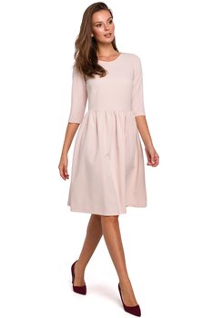 K010 Sukienka rozkloszowana - beżowa (kolor beżowy, rozmiar M) - Inna marka