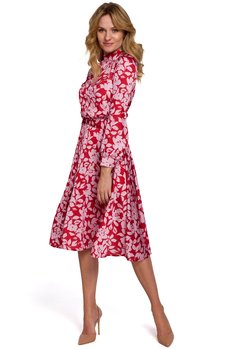 K084 Sukienka z rozcięciem na plecach - model 1 (kolor czerwony, rozmiar S) - Inna marka