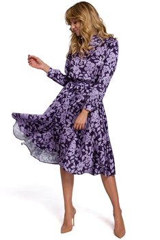 K084 Sukienka z rozcięciem na plecach - model 2 (kolor fioletowy, rozmiar M) - Inna marka