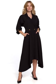 K086 Sukienka z asymetrycznym dołem - czarna (kolor czarny, rozmiar XL) - Inna marka