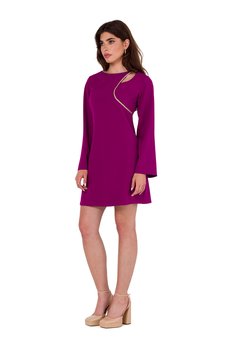 K181 Sukienka z wycięciem typu łezka w dekolcie - rubin (kolor rubinowy, rozmiar S) - Inna marka