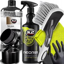 K2 Neorim 1l Płyn do Mycia Felg Szczotka Sigma Dressing do Opon Aplikator