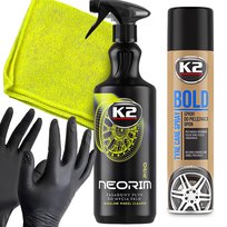 K2 Neorim 1l Płyn do Mycia Felg Zasadowy Nabłyszczacz do Opon Mikrofibra