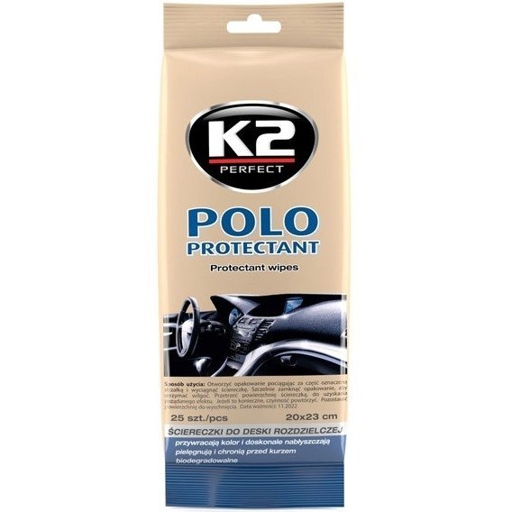 Zdjęcia - Chemia samochodowa K2 Polo Protectant 25szt.: Ściereczki do czyszczenia deski rozdzielczej 