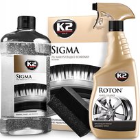 K2 ROTON PŁYN DO MYCIA FELG KRWAWA FELGA + SIGMA DRESSING DO OPON CZERNIDŁO