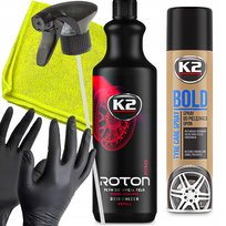 K2 Roton Pro 1l Płyn do Mycia Felg Krwawa Felga Nabłyszczacz do Opon Fibra