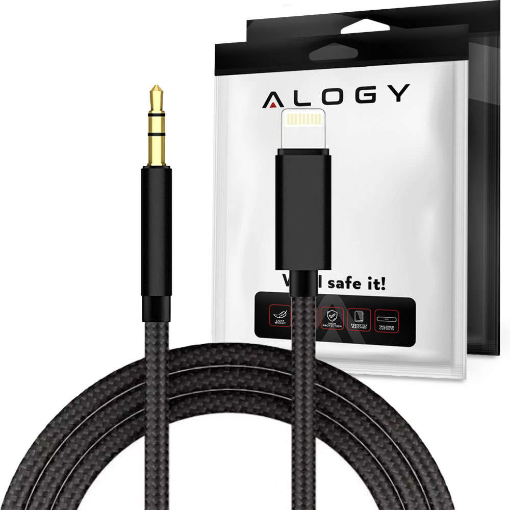 Kabel 100cm Alogy Lightning do AUX mini jack 3.5mm Czarny - Alogy ...