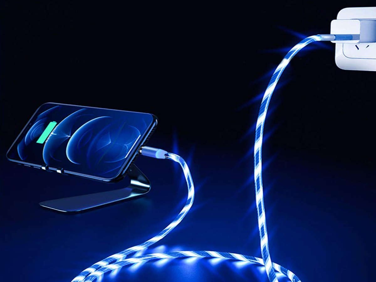 Фото - Кабель Alogy Kabel 1m  magnetyczny świecący przewód LED Lightning Niebieski 