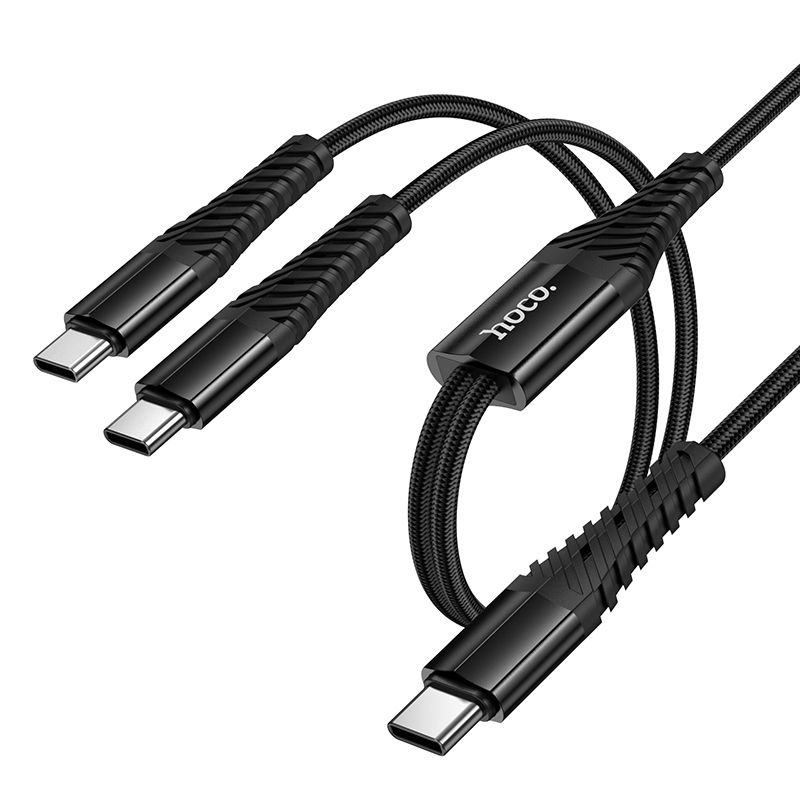 Kabel 2w1 USB C do USB C+C Hoco 1 m X123 czarny - HOCO. | Sklep EMPIK.COM