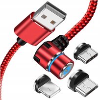 KABEL 3w1 MAGNETYCZNY 2m DO IPHONE TYP-C MICRO USB Nela-Styl