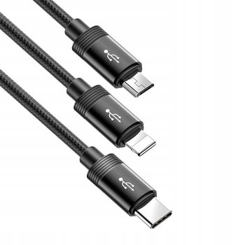 KABEL 3W1 USB TYPU C MICRO USB LIGHTNING 1M PRZEWÓD ŁADUJĄCY - Lemon Mobile