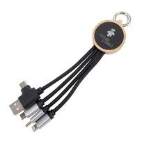 Kabel 3w1 z podświetlanym logo w drewnianej obudowie beżowy HelloShop