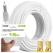 KABEL ANTENOWY PRZEWÓD KONCENTRYCZNY TV LTE ODPORNY UV 4K HD 15M + WTYKI F Libox