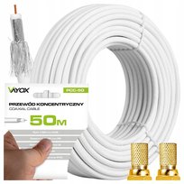 KABEL ANTENOWY PRZEWÓD KONCENTRYCZNY TV LTE ODPORNY UV 4K HD 50M + WTYKI F Libox