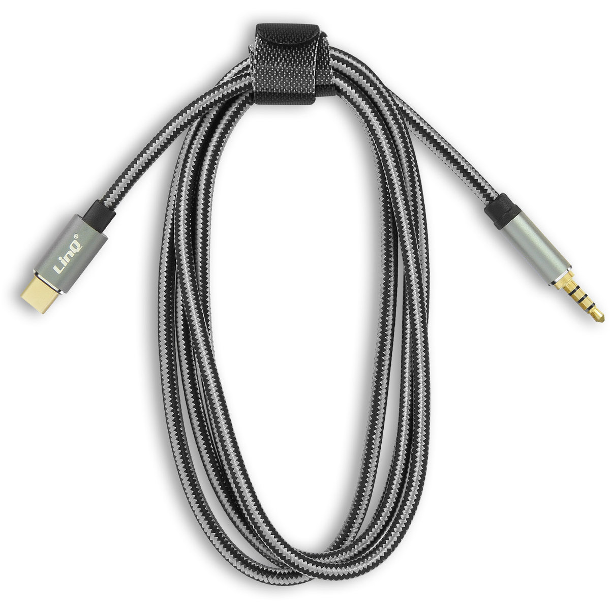 Kabel audio USB-C do Jack 3,5 mm 4-pinowy meski pleciony nylon 1,5 m ...