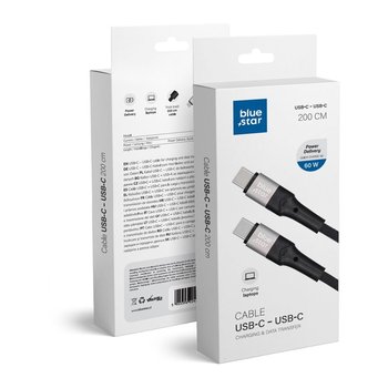 Kabel Blue Star z oplotem ze złączem USB C do USB C 3A 60W 2m - Inny producent