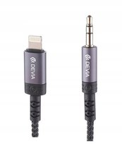 Kabel cyfrowy Do Iphone Ipad Cyfrowy Audio Jack 3,5Mm Na Lightning Czarny 1M AUX stereo Przewód z końcówką APPLE LIGHTNING 8-PIN Devia
