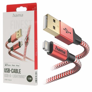 Kabel do Apple iPhone 6 7 8 X Xr Xs USB - Lightning Hama Reflected 1,5m czerwony - Hama Polska