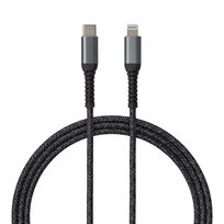 Kabel do ładowania USB-C - Lightning QUALO Recykling 2,4A 1m szybkie ładowanie czarny oplot QRC-CL-01