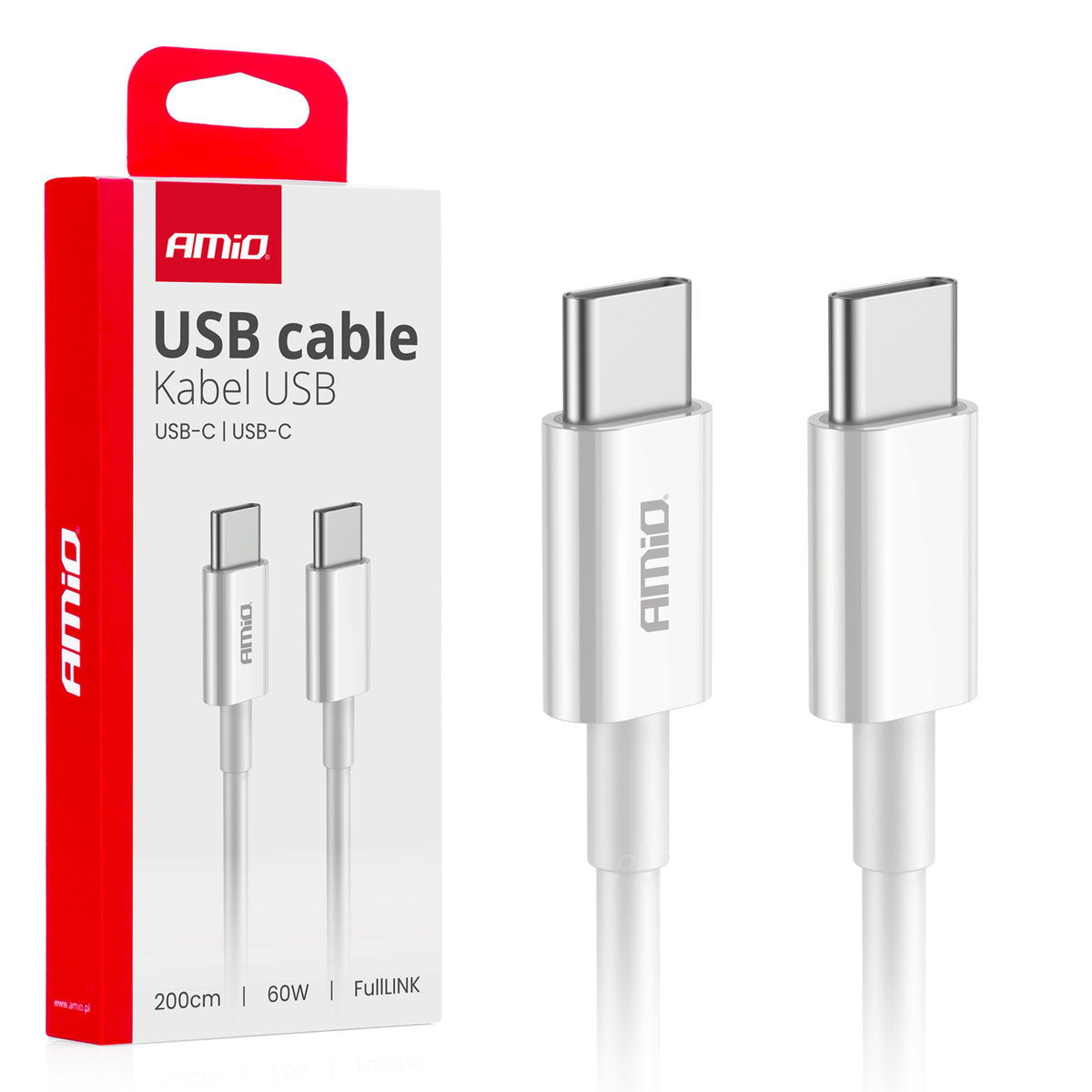 Kabel do ładowania USB-C - USB-C 60W 200cm FullLINK AMIO-03897 - Amio ...