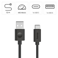 Kabel do telefonu Hama USB-A USB-C 60 W 1,2 m czarny Hama