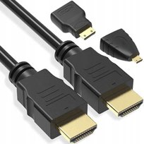 Kabel Hdmi 2.0 4k Przejściówka 3w1 + 2 Mini Adaptery Micro Ultra Hd 1.5m NTN