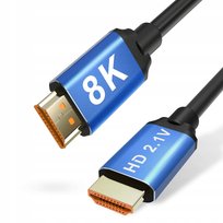Kabel HDMI 2.1 4K 8K Przewód Gaming PS4 PS5 XBOX Pozłacany do TV Krótki 1m
