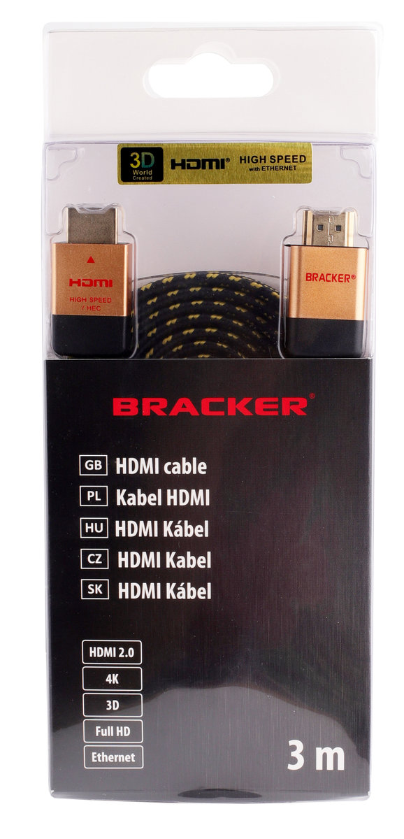 Zdjęcia - Kabel  HDMI - Ethernet BRACKER, 3 m