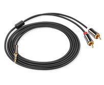 Kabel Jack <> 2x RCA (Chinch) | pozłacane złącza | HQ | AC-3-3M-Silver-Srebrny