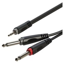 Kabel Jack 3,5 Stereo - 2x Jack 6,3 Mono - 2m - Roxtone Samurai