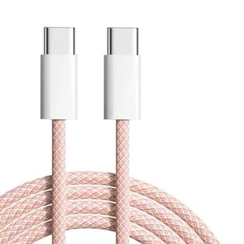 Kabel ładujący USB-C, pleciony przewód PD typu C do szybkiego ładowania iPhone'a 15/15 Plus/15 Pro/15 Pro Max/MacBooka/S22 Ultra/laptopa/tabletu/switcha (różowy, 90 cm) - other